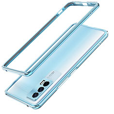 Luxury Aluminum Metal Frame Cover Case JZ1 for Vivo iQOO 7 India 5G Sky Blue