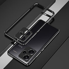 Luxury Aluminum Metal Frame Cover Case JZ1 for Xiaomi Redmi Note 13 Pro+ Plus 5G Silver and Black