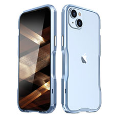 Luxury Aluminum Metal Frame Cover Case LF3 for Apple iPhone 15 Plus Blue