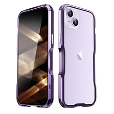 Luxury Aluminum Metal Frame Cover Case LF3 for Apple iPhone 15 Plus Purple