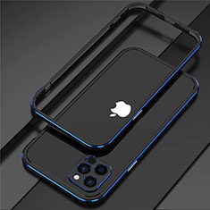 Luxury Aluminum Metal Frame Cover Case N02 for Apple iPhone 12 Pro Max Blue and Black