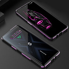 Luxury Aluminum Metal Frame Cover Case S01 for Xiaomi Black Shark 4S 5G Purple