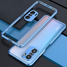 Luxury Aluminum Metal Frame Cover Case S01 for Xiaomi Redmi K40 5G Blue