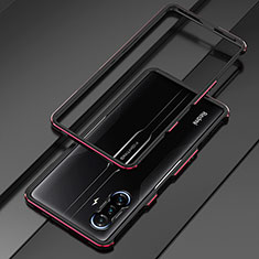 Luxury Aluminum Metal Frame Cover Case S01 for Xiaomi Redmi K40 Gaming 5G Red and Black