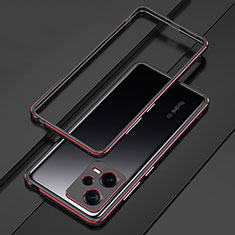 Luxury Aluminum Metal Frame Cover Case S01 for Xiaomi Redmi Note 12 5G Red and Black