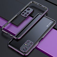 Luxury Aluminum Metal Frame Cover Case S02 for Xiaomi Redmi Note 11 5G Purple