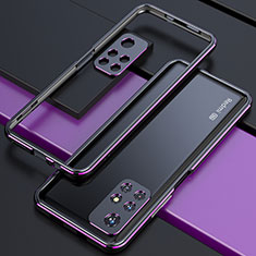 Luxury Aluminum Metal Frame Cover Case S02 for Xiaomi Redmi Note 11S 5G Purple