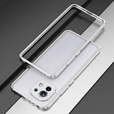 Luxury Aluminum Metal Frame Cover Case T01 for Xiaomi Mi 11 Lite 5G NE Silver