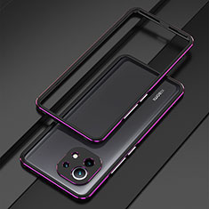 Luxury Aluminum Metal Frame Cover Case T01 for Xiaomi Mi 11 Lite 5G Purple