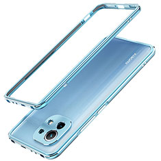 Luxury Aluminum Metal Frame Cover Case T02 for Xiaomi Mi 11 Lite 4G Blue