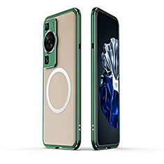 Luxury Aluminum Metal Frame Cover Case with Mag-Safe Magnetic JZ1 for Huawei P60 Green