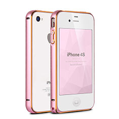 Luxury Aluminum Metal Frame Cover for Apple iPhone 4 Pink