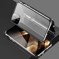 Luxury Aluminum Metal Frame Mirror Cover Case 360 Degrees for Apple iPhone 15 Black