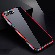 Luxury Aluminum Metal Frame Mirror Cover Case 360 Degrees for Apple iPhone 8 Plus Red