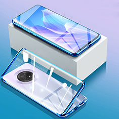Luxury Aluminum Metal Frame Mirror Cover Case 360 Degrees for Huawei Enjoy 20 Plus 5G Blue