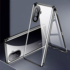 Luxury Aluminum Metal Frame Mirror Cover Case 360 Degrees for Huawei Enjoy 50 Black