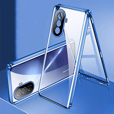 Luxury Aluminum Metal Frame Mirror Cover Case 360 Degrees for Huawei Enjoy 50 Blue