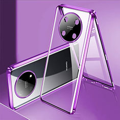 Luxury Aluminum Metal Frame Mirror Cover Case 360 Degrees for Huawei Enjoy 50 Pro Purple