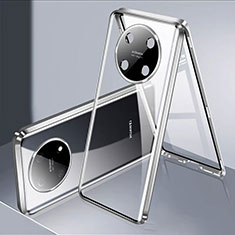 Luxury Aluminum Metal Frame Mirror Cover Case 360 Degrees for Huawei Enjoy 50 Pro Silver