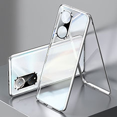 Luxury Aluminum Metal Frame Mirror Cover Case 360 Degrees for Huawei Honor 50 5G Silver