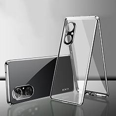 Luxury Aluminum Metal Frame Mirror Cover Case 360 Degrees for Huawei Honor 50 SE 5G Silver