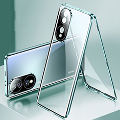 Luxury Aluminum Metal Frame Mirror Cover Case 360 Degrees for Huawei Honor 70 5G Green