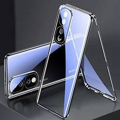 Luxury Aluminum Metal Frame Mirror Cover Case 360 Degrees for Huawei Honor 70 Pro+ Plus 5G Black