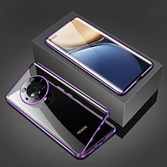 Luxury Aluminum Metal Frame Mirror Cover Case 360 Degrees for Huawei Honor Magic3 5G Purple