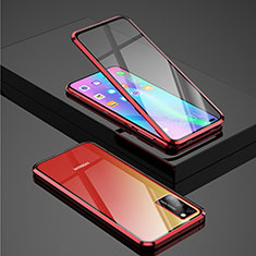 Luxury Aluminum Metal Frame Mirror Cover Case 360 Degrees for Huawei Honor V30 5G Red