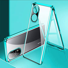 Luxury Aluminum Metal Frame Mirror Cover Case 360 Degrees for Huawei Honor X7 Green