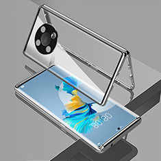 Luxury Aluminum Metal Frame Mirror Cover Case 360 Degrees for Huawei Honor X9 5G Silver