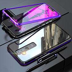 Luxury Aluminum Metal Frame Mirror Cover Case 360 Degrees for Huawei Mate 20 Lite Purple