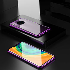 Luxury Aluminum Metal Frame Mirror Cover Case 360 Degrees for Huawei Mate 30 5G Purple