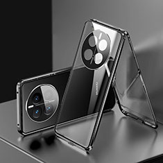 Luxury Aluminum Metal Frame Mirror Cover Case 360 Degrees for Huawei Mate 50 Black