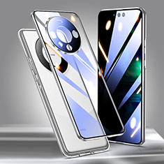 Luxury Aluminum Metal Frame Mirror Cover Case 360 Degrees for Huawei Mate 60 Pro+ Plus Silver