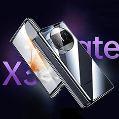 Luxury Aluminum Metal Frame Mirror Cover Case 360 Degrees for Huawei Mate X3 Black