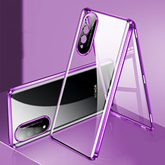 Luxury Aluminum Metal Frame Mirror Cover Case 360 Degrees for Huawei Nova 10z Purple