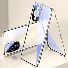 Luxury Aluminum Metal Frame Mirror Cover Case 360 Degrees for Huawei Nova 11 Gold