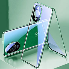 Luxury Aluminum Metal Frame Mirror Cover Case 360 Degrees for Huawei Nova 11 Green