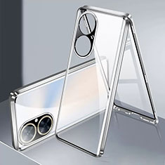 Luxury Aluminum Metal Frame Mirror Cover Case 360 Degrees for Huawei Nova 11i Silver