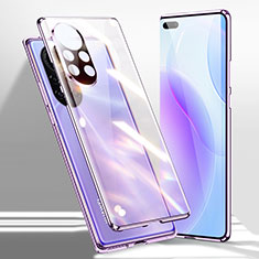 Luxury Aluminum Metal Frame Mirror Cover Case 360 Degrees for Huawei Nova 8 Pro 5G Purple