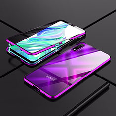 Luxury Aluminum Metal Frame Mirror Cover Case 360 Degrees for Huawei P Smart Z (2019) Purple