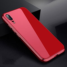 Luxury Aluminum Metal Frame Mirror Cover Case 360 Degrees for Huawei P20 Red