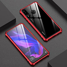 Luxury Aluminum Metal Frame Mirror Cover Case 360 Degrees for Huawei P30 Lite Red