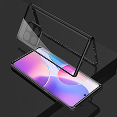 Luxury Aluminum Metal Frame Mirror Cover Case 360 Degrees for OnePlus 10T 5G Black