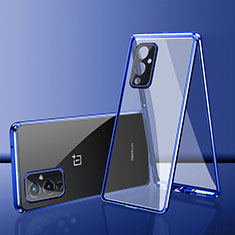 Luxury Aluminum Metal Frame Mirror Cover Case 360 Degrees for OnePlus 9 5G Blue