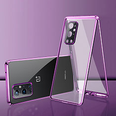 Luxury Aluminum Metal Frame Mirror Cover Case 360 Degrees for OnePlus 9 Pro 5G Purple