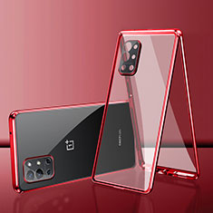 Luxury Aluminum Metal Frame Mirror Cover Case 360 Degrees for OnePlus 9R 5G Red