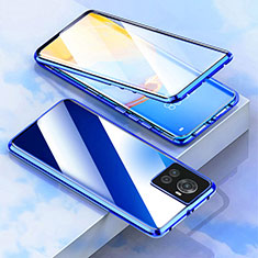 Luxury Aluminum Metal Frame Mirror Cover Case 360 Degrees for OnePlus Ace 5G Blue