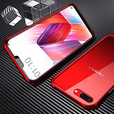 Luxury Aluminum Metal Frame Mirror Cover Case 360 Degrees for Oppo A12e Red